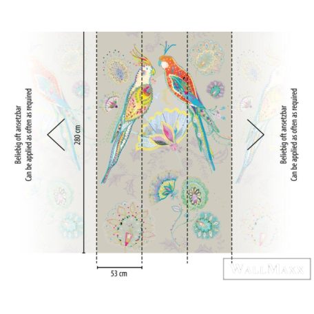 AS CREATION House of Turnowsky 38911-2 bézs papagáj mintás grafikus tapéta